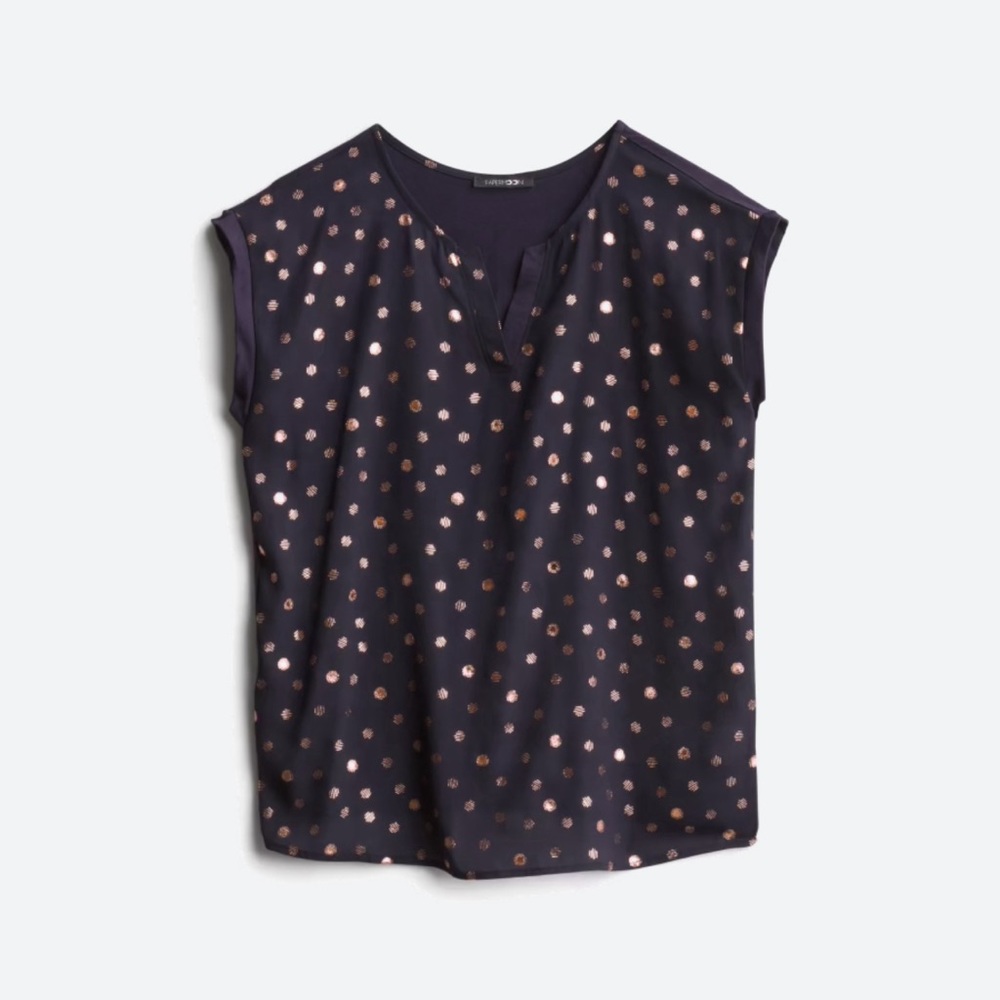 Reece Mixed Material Foil Print Blouse | Papermoon | Size: L